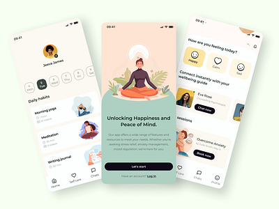 Mental health app app design graphic design illustration mental health mobile app ui ux