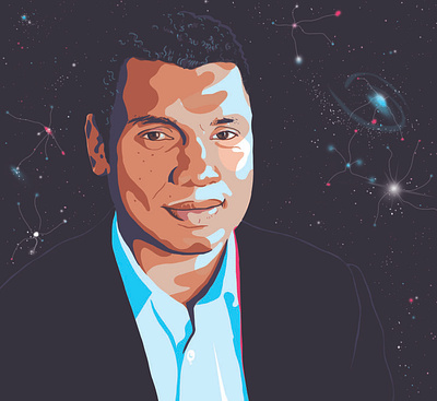 Stephon Alexander for New Scientist editorial illustration photoshop portrait illustration