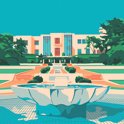 Serralves museum, Porto artdeco photoshop travel illustration