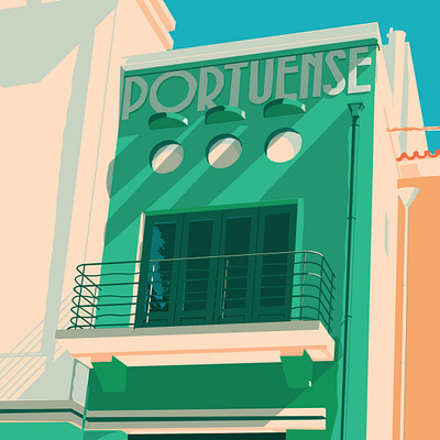Clube Fluvial Portuense, Porto architecture artdeco photoshop travel illustration
