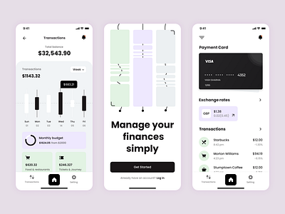 Bank App Interaction animation clean cleanui fintech minimalist simple ui