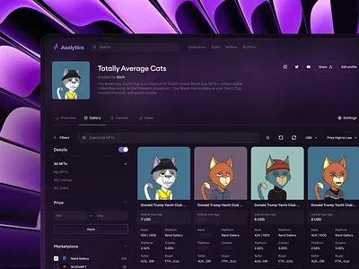 Asalytic.app - The data you've been looking for algo algorand app blockchain clean clean ui crypto design gallery irakli lolashvili listing listings marketplace marketplaces nft price rank ui web3 web3.0