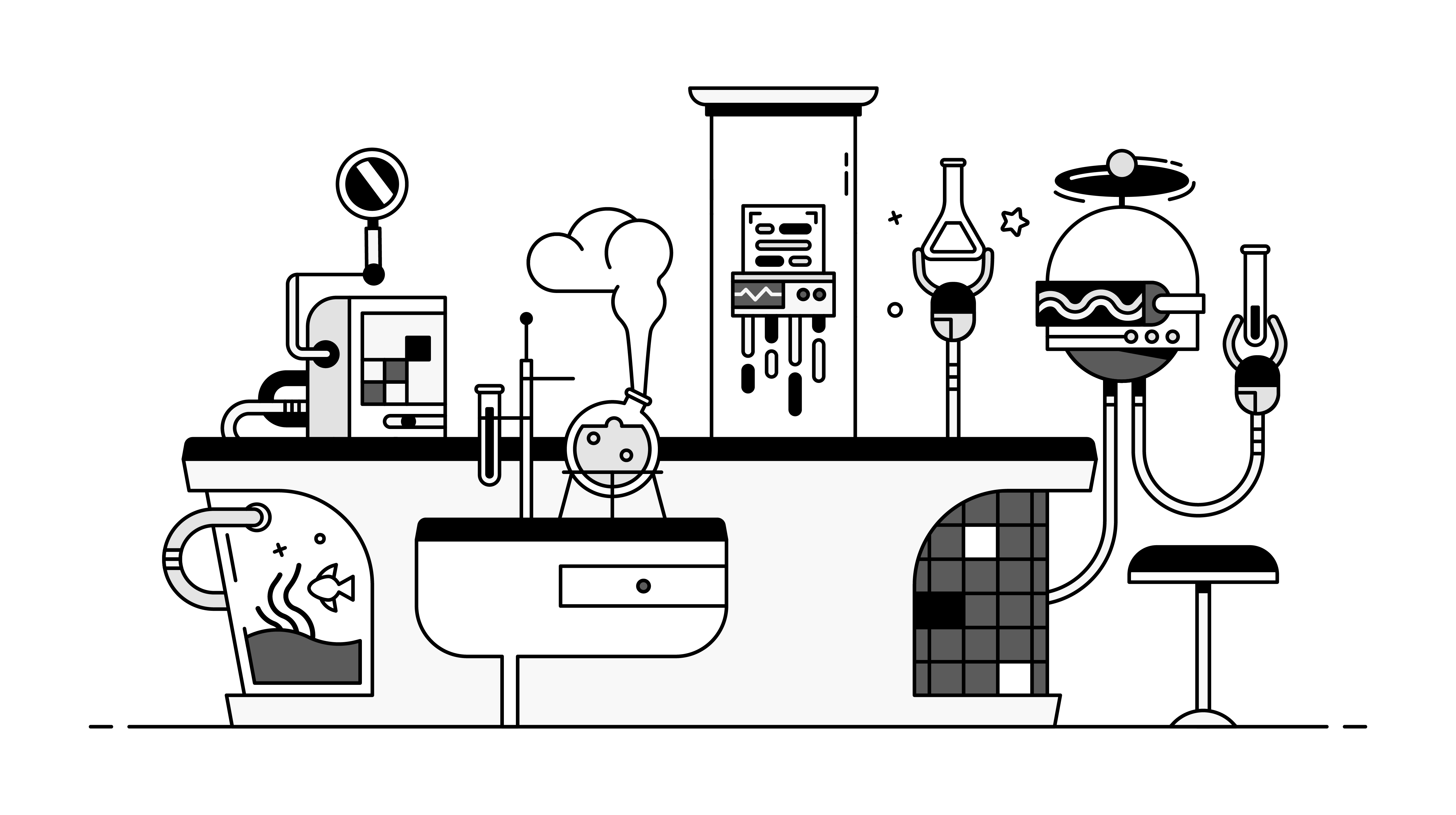 Pieces.app / Laboratory branding character design design flat graphic illustration lab robot vector vector art