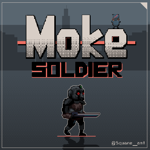 Moke Soldier : Asset pack - itch.io ( Coming soon ) animation anime art asset assetpack design disitalart illustration itch.io logo pixel pixelart ui