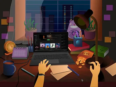 Study Lamp animation design figbruary figma illustration nightvibes study ui vector