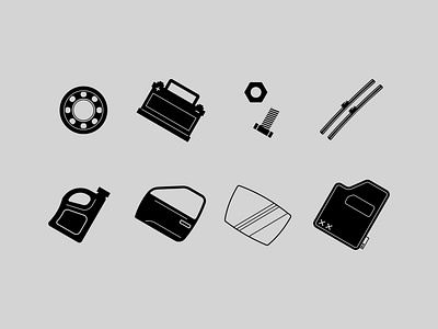 Cars Icon Set 2 battery design door floor mat graphic design icons oil screw vector vector art vector illustration wipers