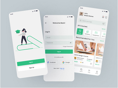 E-Learning Mobile App app appdesign branding course design illustration ios learning logo mobile app ui uiux