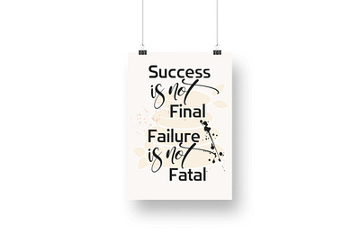 success is not final failure isn't fatal, positive wall art. affirmation quote digital printable graphic design interior deco positive quote printable wall art