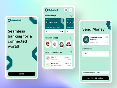 Fintech - Banking Mobile App bank banking banking app design fintech green mobile app mobile design payments ui ui design uiux ux