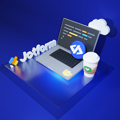 Jotform Desktop 3d cloud code code screen 3d computer model jotform jotform logo 3d podo sticker