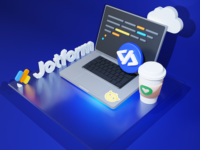 Jotform Desktop 3d cloud code code screen 3d computer model jotform jotform logo 3d podo sticker