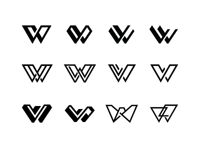 WL - logo mark exploration abstract angle black bold character contrast exploration l letter letterform logo logo mark mark overlap strong thick thin variation w weight