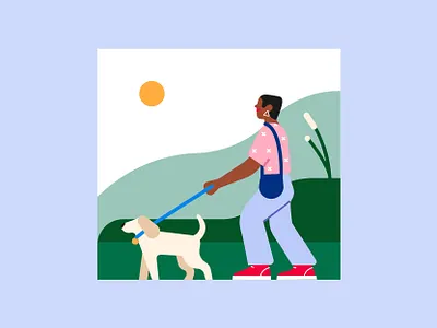 Walking animation app application artwork branding characters design concept design graphic design idea illustration illustration app illustration web motion graphics ui vector walk walking woman woman with dog