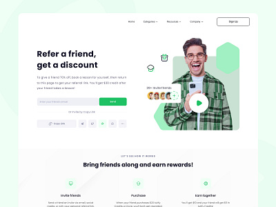 Refer Page hero section italki landing page language learning preply product design refer page research ui ux
