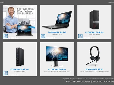 DELL Technologies | Product Carousel GIF ad advertisement banner brand branding dell delltechnologies design flat gif graphic design illustration logo marketing merchandise sales typography ui vector web