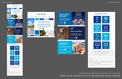 Sam's Club | Monthly In-Club Services Email UI Design advertisement branding design digital email flat graphic design illustration landingpage logo marketing newsletter sales samsclub site typography ui vector web website