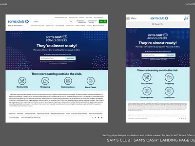 Sam's Club | Sam's Cash™ Landing Page UI Designs branding contactform design desktop email emailcollection emailcollectionform flat graphic design icon illustration landingpage logo marketing mobile newsletter sales typography ui vector