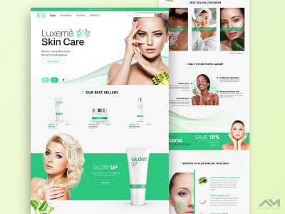 Skin Care - Responsive Web Design clean design ecommerce green luxury responsive skin care skincare ui ux web design website womens skin care