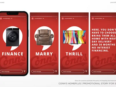 Conn's HomePlus | Promotional Story for Social branding conns connshomeplus design digital flat graphic design icon illustration instagram interactive logo marketing sales social story storyreel typography ui vector