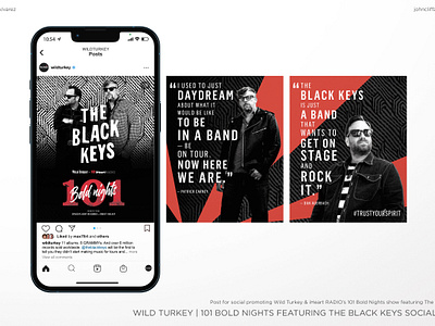 Wild Turkey | 101 Bold Nights Feat. The Black Keys Social Post branding design digital event flat graphic design illustration instagram logo marketing post promotionalevent social socialmedia socialpost theblackkeys typography ui vector wildturkey