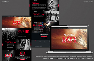 Wild Turkey | "101 Trust Your Spirit" Responsive Site Redesign branding concertvenue design digital flat graphic design illustration landingpage logo modular promotional responsive website site sitedesign typography uiux vector web website wildturkey