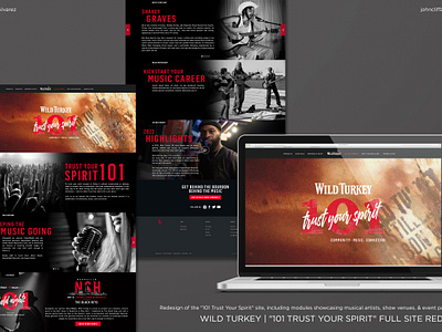 Wild Turkey | "101 Trust Your Spirit" Responsive Site Redesign branding concertvenue design digital flat graphic design illustration landingpage logo modular promotional responsive website site sitedesign typography uiux vector web website wildturkey