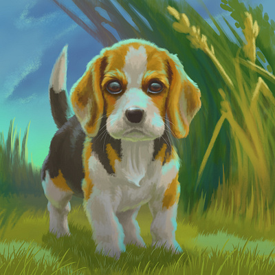Puppy 2d animal character concept cute dog puppy