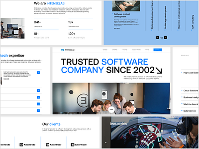 Website for IT Company about us blue bold clients company corporate website industries it company landing layout main screen services typography ui uiux web web designer web page website white