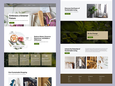 A landing page for a sustainable lifestyle brand product design uiux design user experience design ux ux design