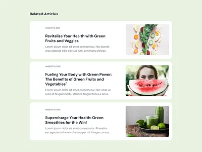 Related Articles section articles blog content green health list ui ui pattern