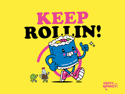 Keep Rolling! character character design design funny illustration japanese art sushi sushi art vector