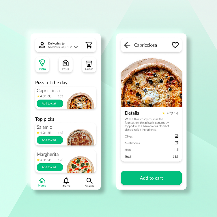 Food ordering design by Łukasz Szostek on Dribbble