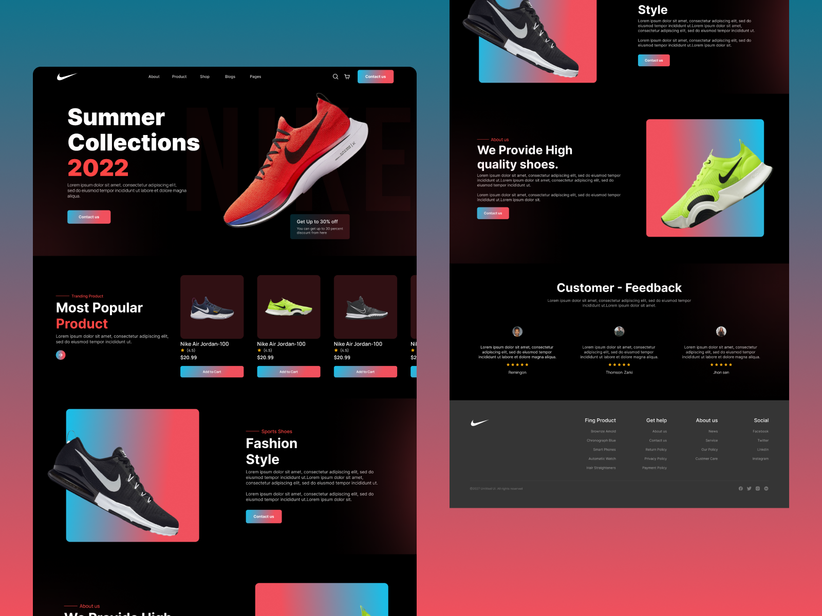 Shoes E Commerce Landing Page by Janhvi Chouhan on Dribbble