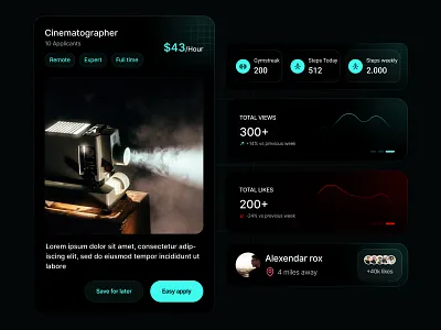 Social media UI element dark design interfacedesign mobile mobile app typography ui ui element ui kit uiux ux website