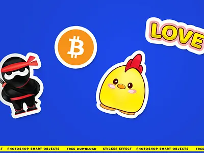 Free Download: Sticker effect PSD template free download freebies photoshop template psd template smart object sticker design