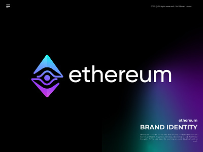 ethereum logo blockchain brand branding coin crypto cryptocurrency design ethereum icon identity logo logodesign logomark logotype minimal modern logo monogram symbol trading typography