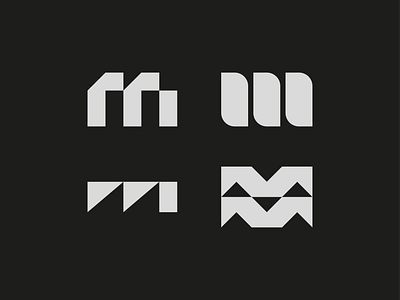 Letter M alphabet black branding geometric grey icon letter logo logomark m mark mono negative space square triangle type typography vector wave