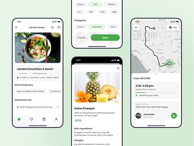 Food Delivery App pt 2 filters food food delivery ios map mockup order route ui ux
