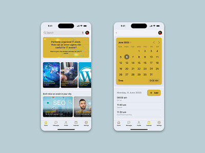 IOS App UI Screens app application calendar design figma illustration ios it it events ui uiux