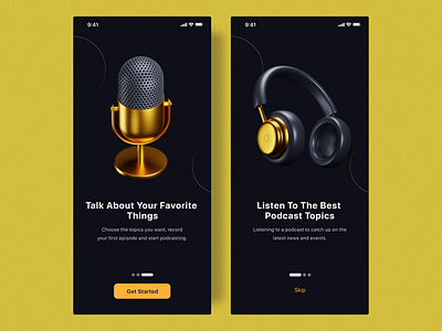 Podcast Mobile App | Onboarding Screens app clean clean ui design design mobile onboarding podcast streaming ui ux