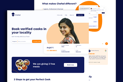 Chefed - Cook Hiring Website✨ agency chef contractor cook digital design freelance hire home page india layout design portfolio typography ui uidesign ux uxdesign web web design website