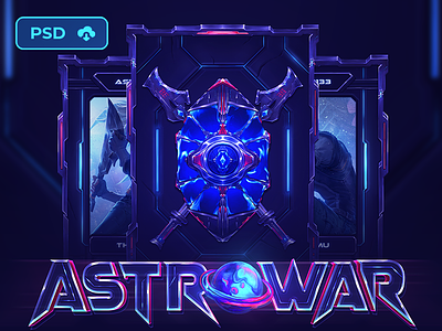 [DOWNL] Sci-Fi Game Logo & Cards - AstroWar 🌠 board card back design cards design fantasy game game card hearthstone mmorpg psd template