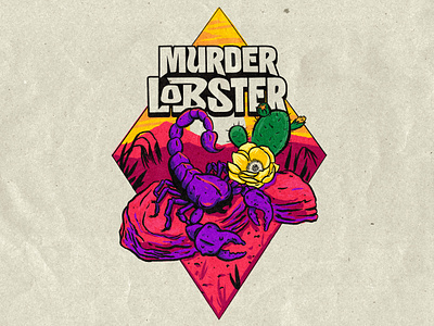 Murder Lobster desert illustration illustrator for hire pnw retro retro art scorpion sunset western western art