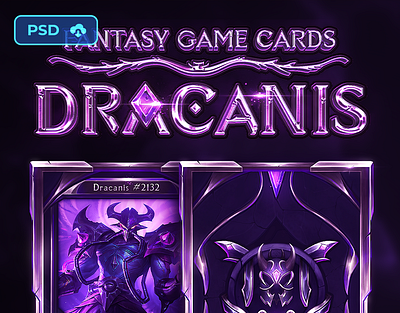 [DOWNL] Fantasy Trading Game Cards Template - Dracanis 🐉 board board game cards card back design cards design download game game card hearthstone mmorpg psd stylized sci fi template trading cards