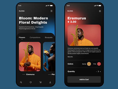 Flower shop app app design graphic design illustration typography ui ux