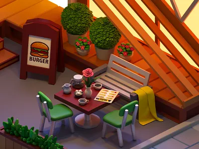 Burger House 3d blend blender blender3d blendercycles branding design illustration logo ui