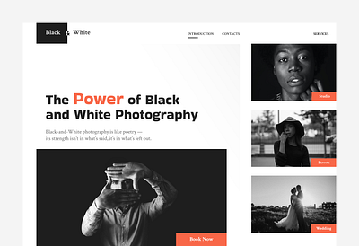 Black & White - Photo Studio Web Page black and white design graphic design photography ui ux web