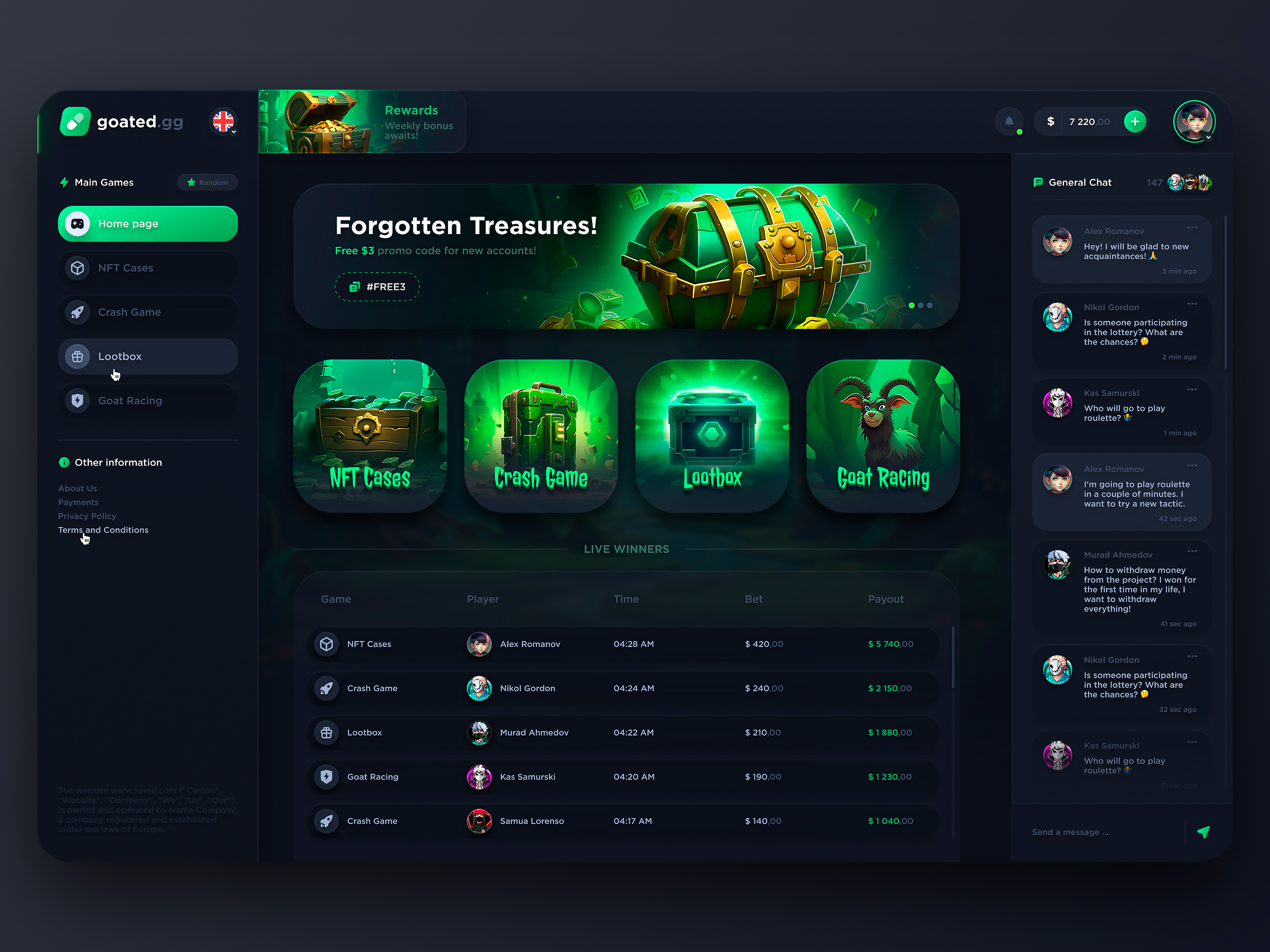 Main Page: Gambling Interface by Romanov for Bang Bang Studio on Dribbble