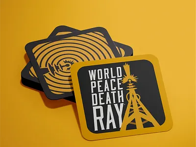 World Peace Death Ray Coasters bar beer brewery can coaster colorado death deathray drink drinks radio tower radiowaves raygun tower yellow