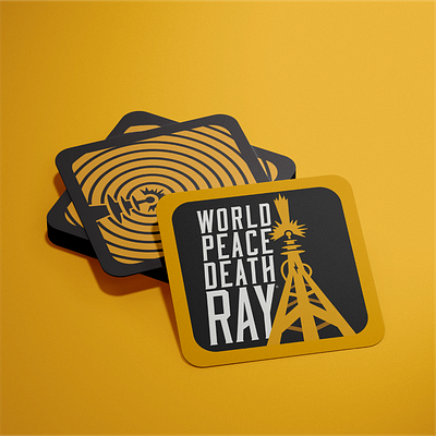 World Peace Death Ray Coasters bar beer brewery can coaster colorado death deathray drink drinks radio tower radiowaves raygun tower yellow
